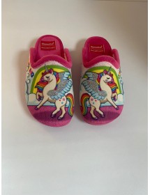 Pantofola rosa con stampa unicorno