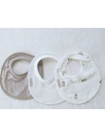 Bamboom - Set Bavaglini 3 pezzi - Bibsset - Bianco, Sabbia, Pinguino 4220232 Bamboom - 1