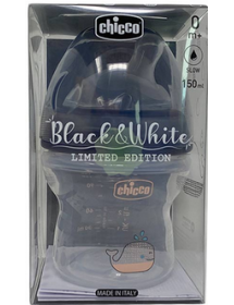 Chicco Biberon BLACK AND WHITE ( Limited Edition ) 150 mlCon tettarella a flusso lento ( da 0 mesi ) Chicco - 6